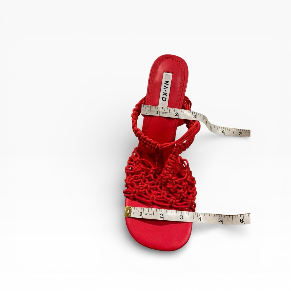 N.A.K.D Women's Red Braided Strappy Sandal Shoes Size 9.5 - Picture 13 of 15